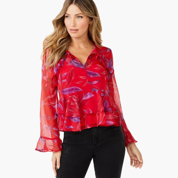 Sofia Vergara Women's Multi Color Flounce Hem Top XL - Picture 12 of 12